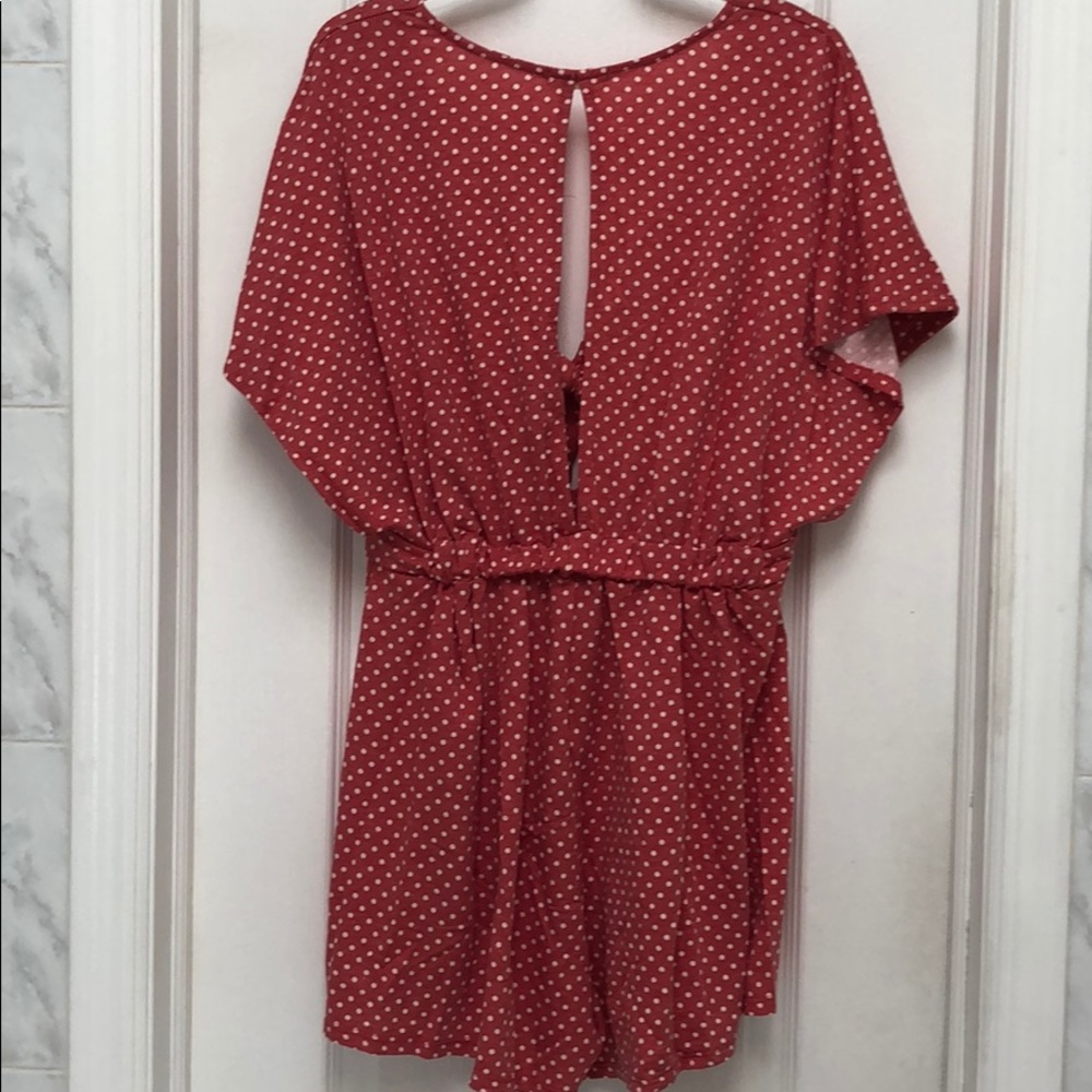 RED & WHITE TIE FRONT DOTTED ROMPER - Picture 7 of 8